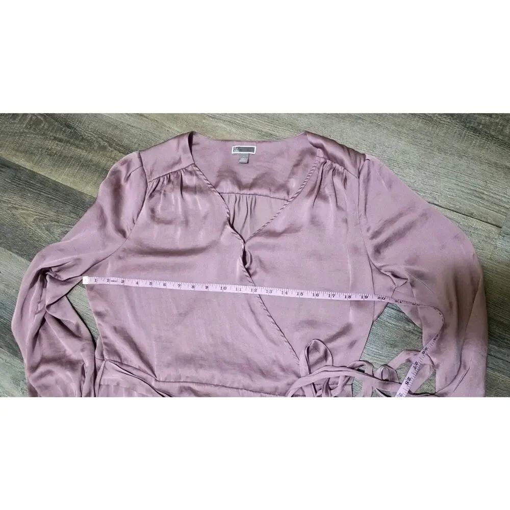 Chelsea 28 Wrap Tie Blouse Silky Blush Button Cuff Womens Size Large Long Sleeve - Picture 8 of 10